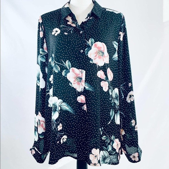 SPENSE Long Sleeve Sheer Floral Blouse Large - Picture 2 of 15